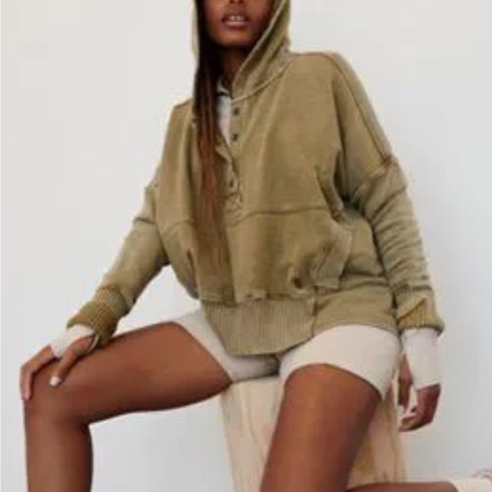 Free People cropped distressed sweatshirt
